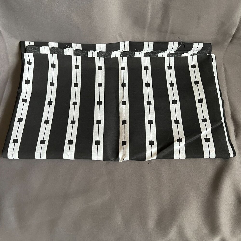 Black & White Geometric Striped Fabric Panel For Sewing Or Crafts 24"x44" Inches